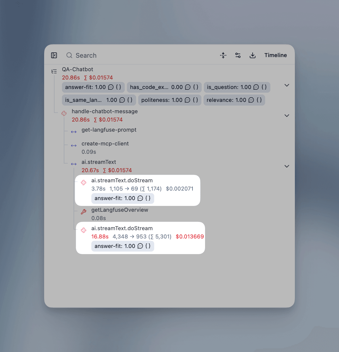 Observation-level evaluation in trace tree